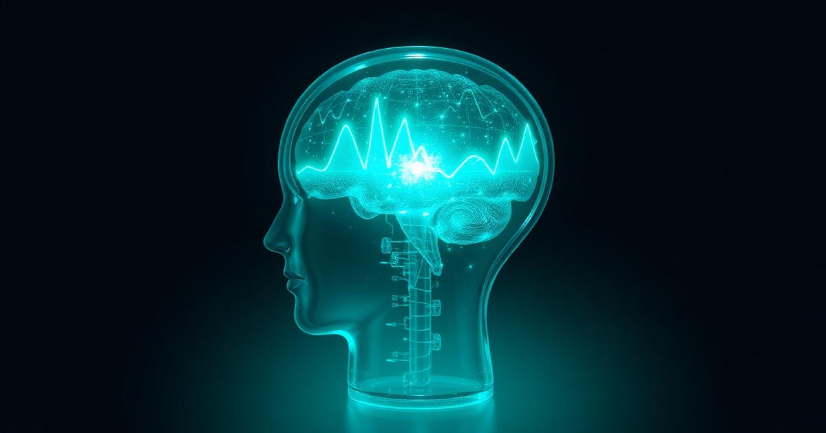 Psicologia del trading: profilo di vetro con onde di mercato luminose